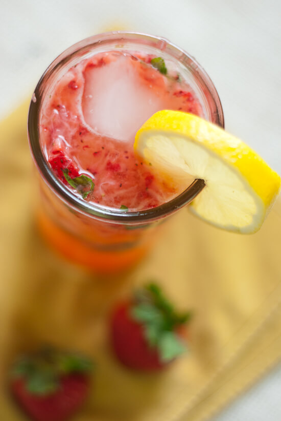 strawberry smash cocktail recipe with fresh basil, lemon and honey strawberry smash cocktail recipe with fresh basil, lemon and honey