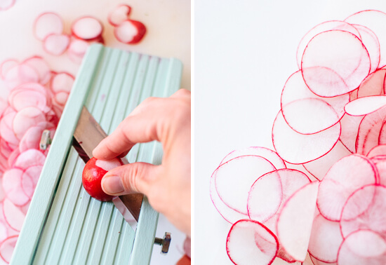sliced radishes