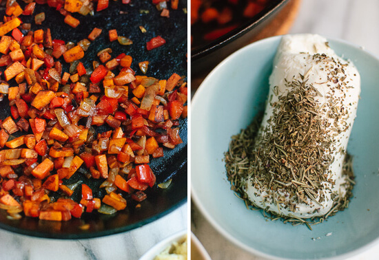 sweet potato hash and goat cheese