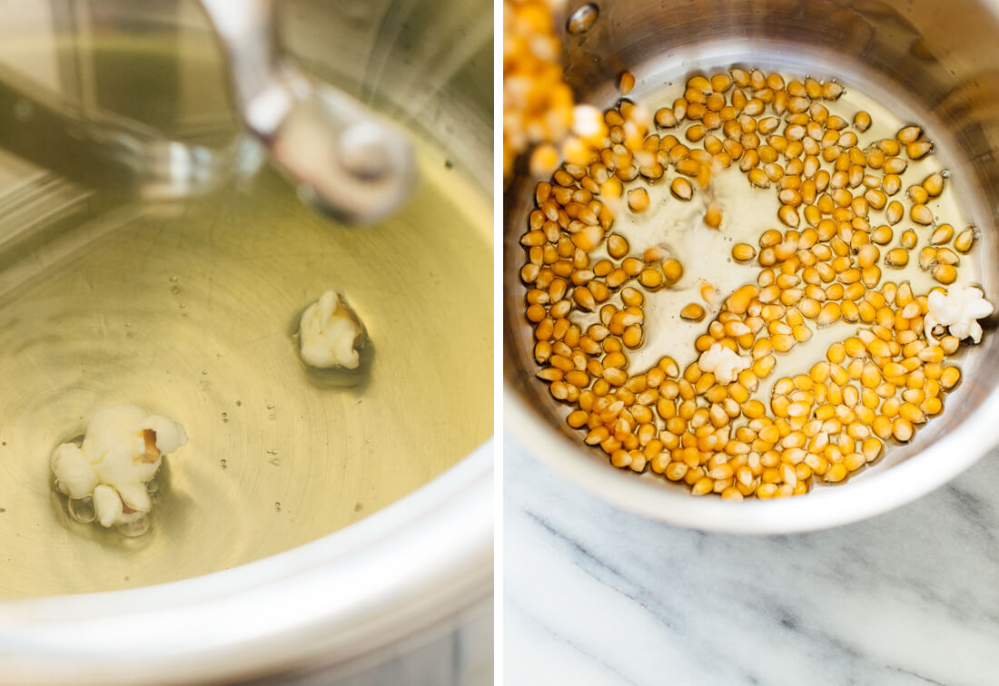 two popped corn kernels