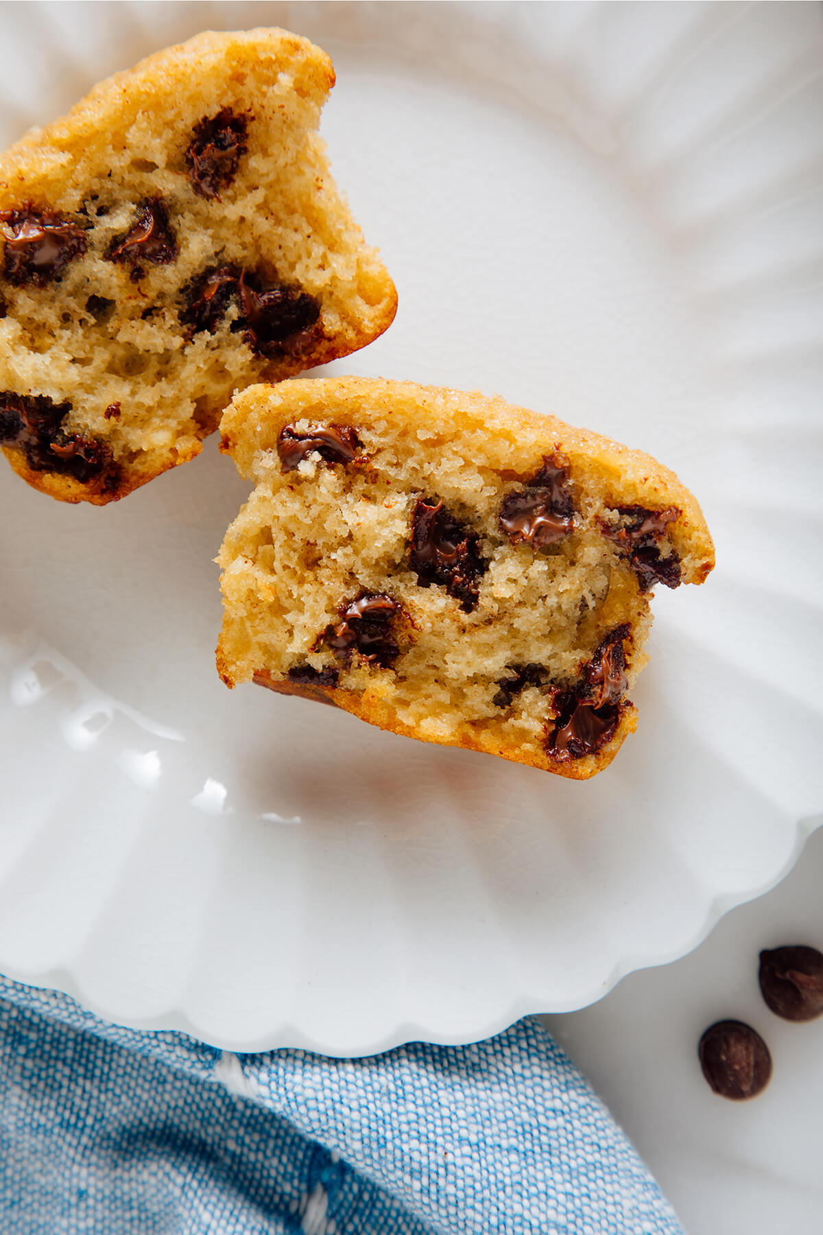 chocolate chip muffins close-up