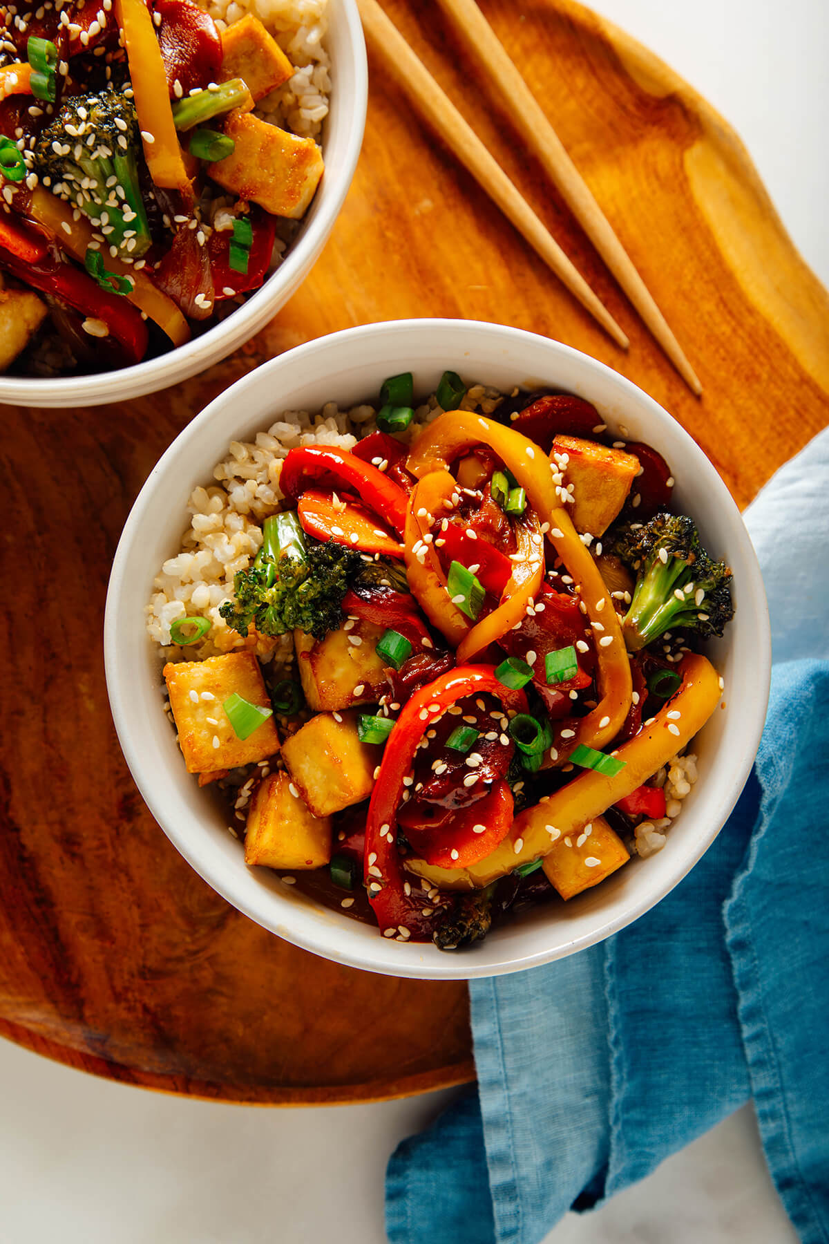 vegetable stir-fry in bowls